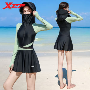 XTEP | Đồ Bơi Màu Khối Áo Dài Dáng Ôm Có Mũ Trùm Đầu