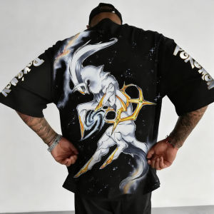 Pokémon  Y2K Versatile T-shirt 2025 Summer New Mens and Womens Anime Printed American Trendy Casual Loose Parent Child Top