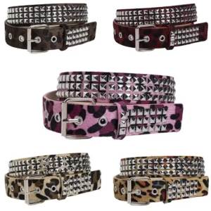 Punk Pink Fur Rivets Belt Fashionable horsehair studded Y2K leopard print belt Girdle Goth Retro Brown Pin Buckle Pu Waistband