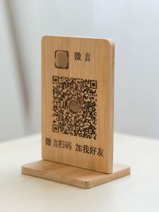 Wood Carving Scan Code Payment Card QR Code Alipay WeChat Payment Signboard Custom Retro Log Table