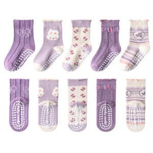Pairs Childrens Cotton Socks 1-12Ys Mid-tube Dispensing Floor Socks Playground Non-slip Socks Trampoline Socks Toddler Socks