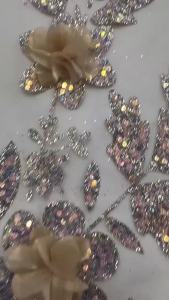 African Lace Fabric Embroidered Sequined Nigerian Lace Fabrics 3D Flowers 2026 High Quality French Tulle Lace Fabric For Dress
