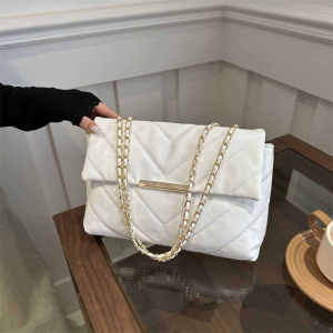 Casual Chic Womens Crossbody Bag 2024 Trendy Small Square Quilted Chain Strap Single Shoulder Satchel Soft PU Leather Solid Color