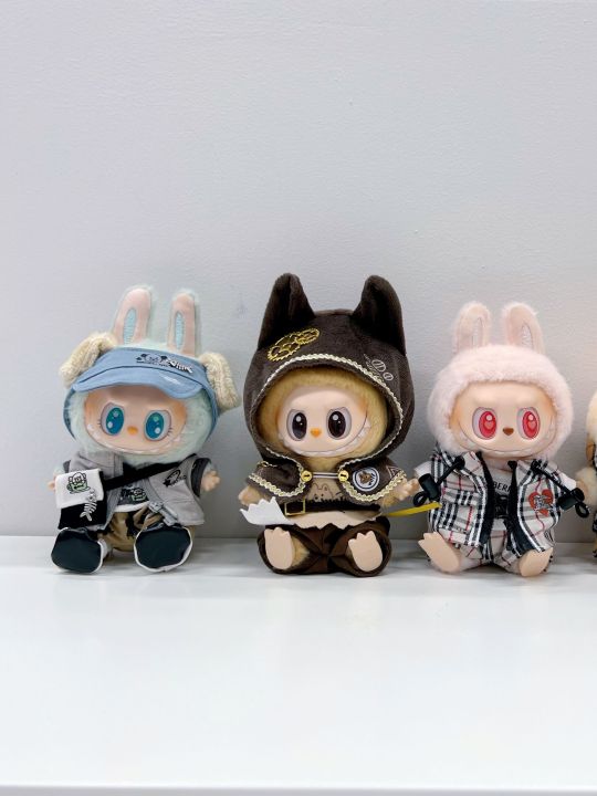 Labubu Kids Clothes Labubu Plush Dolls Party Sitting Posture Vinyl Cloth Dolls Clothes Swap Bubble Pop Kids Fashion Dolls