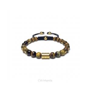 CW Manila - 0RION Adjustable Bracelet - 6mm Tigers Eye Stone with Hematite Spacer