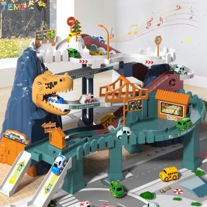 TEMI Electric Dinosaur Track Car Toys Childrens Car Track Adventure Racing Track Toys Educational Childrens Toys Gifts