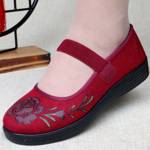 Old Beijing Cloth Shoes Womens Breathable Soft Bottom round Head Comfortable Wide Fitting Grandmother Shoes Spring Autumn