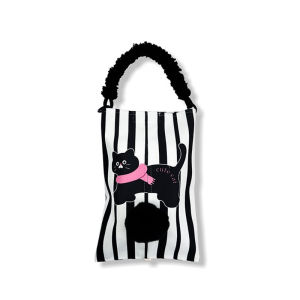 Creative Cartoon Cat Car Seat Tissue Paper Bag Wall Hanging Design Dustproof Velvet Lining Rectangular Shape Family Car Use