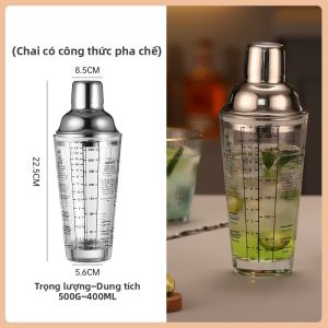 Bộ Đồ Bar Pha Chế Bằng Thép Không Gỉ 304 Và Thủy Tinh Shake Handheld Kettle Glass Shaker Bar Tool Set Phụ Kiện Pha Chế