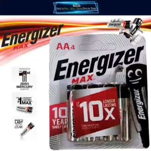 Energizer Max AAA / AA (4 pcs Per Cart) | Energizer Alkaline Batteries No-Leak Guarantee 10-Year Shelf Life | Energizer 3A 2A Max Battery Zero Mercury Remote Control Electronic Appliances Toys Clock Thermometer Oximeter Bateri Batery 电池 干电池 碱性电池