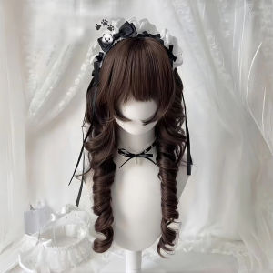 Lolita Tổng Hợp Tóc Giả Với Tóc Mái Sợi Nhiệt Độ Cao Tóc Xoăn Dài Cho Cosplay Halloween Món Quà Giáng Sinh Sứa Đầu