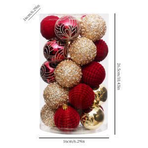 2.36 In Velvet Christmas Ball Ornaments 25 PCS Flocked Christmas Tree Hanging Decorations for Home Holiday Wedding Xmas Party