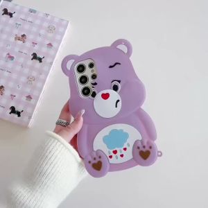 EOENKK | Lovely Purple Bear Cartoon Phone Case For Samsung Galaxy S26 S25 S24 S23 S22 S21 Plus Ultra FE A33 A16 A15 A14 Note20 Back Cover