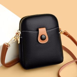 Trendy Leather Crossbody Mini Bag Womens Phone Case Summer New Style Versatile Magnetic Buckle Closure Korean Style Handbag