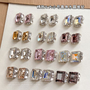 Handcrafted Crystal Nail Art Decorations Full Drill Straight Angle Sparkling Luxury Feelings Ice Sugar Diamond Embedded Nails