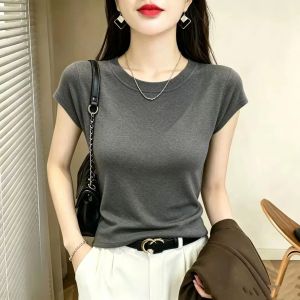 V.C.I | European Style Deep Gray Modal Short Sleeve T-Shirt Women