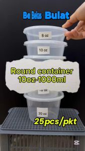 Round Container with Lid 25set Bekas Makanan Bulat 8oz/10oz/12oz/16oz/20oz/25oz/30oz/750ml/1000ml