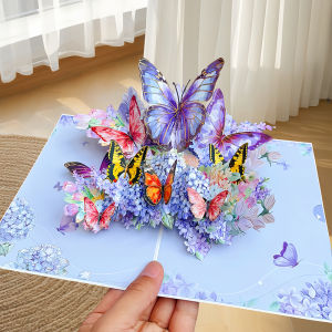3D Creative Butterfly Flower Birthday Card Thanksgiving New Year Gift Card Stereoscopic Holiday Greeting Card Digital Printing