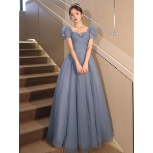 Blue Evening Dress Women Elegant 2025晩新款 Luxury High End Dinner Anual Party Fairy Formal Ball Gown For Debut 18 Years Old For Ninang Civil Wedding Gown For Bride