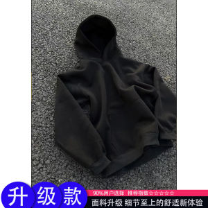 เสื้อสเวตเตอร์มีฮู้ดทรงบ็อกซี่สีเทาสไตล์อเมริกันย้อนยุคสำหรับผู้ชาย ฤดูใบไม้ร่วง 2025 เสื้อแจ็คเก็ตกีฬาทรงสั้น ทรงหลวม ทรงหลวม ทรงหลวม