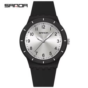 SANDA 9075 Casual Women‘s Quartz Watch Simple Waterproof Luminous Silicone Strap Casual Fashion Girls and Boys Quartz Watches