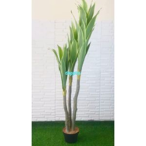 Pohon Hias Daun Pandan Bali Tepi Kuning X3 T180 Latex Artificial Pot Dasar Hitam Plastik Pajangan Dekorasi Ruangan Pohon Plastik
