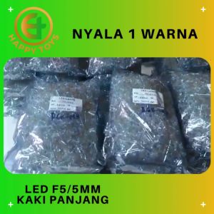 Lampu LED F5 5MM Kepala Bulat warna cahaya hijau biru dan putih