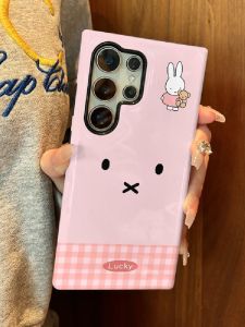 Cute Miffy Rabbit Silicone Phone Case for Samsung S25 Galaxy S24 S23 S22 Anti-Fall Protective Cover Shockproof Transparent Design