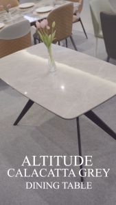 STARLEAD Set Meja Makan Batu Sinter Altitude Carrara White