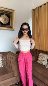 PGF -ZURA CELANA CARGO WANITA 100% BAHAN MELAR PREMIUM BANGKOK SOFT JEANS DOUBLE KANTONG (BISA SAMPAI BB 100 KG)