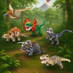 Dinosaur Series Tyrannosaurus rex pterosaur micro-particle building block parent-child educational toys childrens leisure gift