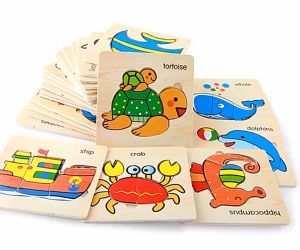 WDS Puzzle Jigsaw 15CM Puzzle Jigsaw Kayu 3D Karakter Hewan dan Kendaraan Lucu Puzzle Wooden Puzzle Kayu Timbul