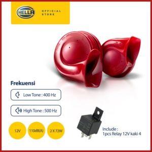 Klakson Keong Motor Mobil Hella Merah 12V