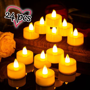 YESPERY 24Pcs Flameless LED Candle Creative Tea Light Warm White Electronic Candle Christmas Decor Romantic Valentines Day Decoration Light