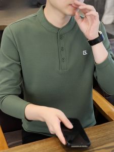 HENGYUANXIANG | Mens Autumn Winter Henley Long Sleeve T-shirt with Fleece Lining