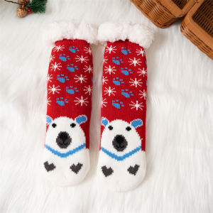 New Winter Kids Cartoon Christmas Socks Boys Girls Thicken Cotton Warm Floor Children Sock Non-Slip Thermal Cute Family Socks