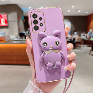 YBD Cute Rabbit Holder Phone Case For Samsung Galaxy C55 M55 A05S A14 A34 A54 A13 M52 A32 5G A04S 4G M14 A24 Casing with Free lanyard