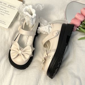 Cute Mary Jane Shoes Womens Spring 2024 Thick Bottom Flats French Bow Knot Casual Fashion Single Shoes Japanese JK Uniform