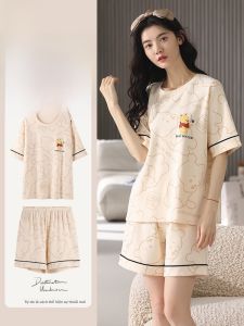 MiiOW | Bộ đồ ngủ cotton tay ngắn mùa hè cho nữ Bộ đồ mặc nhà dễ thương hoạt hình MiiOW Thiết kế cổ tròn thoáng khí