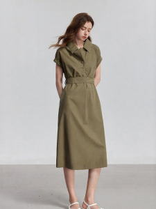 Toyouth | Đầm Dáng Retro Tencel Cotton Đính eo