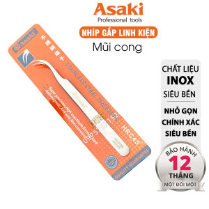 Nhíp gắp linh kiện mũi cong INOX Asaki AK-9195 nhíp kẹp gắp linh kiện điện tử sửa chữa điện tử điện thoại máy tính - Ghép lông mi nối tóc nhíp nhặt lông yến Panh gắp Nhíp gắp linh kiện thí nghiệm phòng sạch y tế