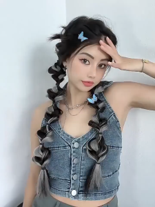 Realistic Boxing Braid Wig Long Twist Ponytail Synthetic Hairpiece Fashion