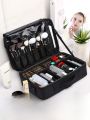Large Capacity Embroidery Makeup Bag Professional Cosmetologist Tools Storage Box Portable Travel Cosmetic Pouch Pure Color. 
