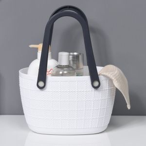DR} Bakul Raga Bujur + Pemegang Plastic Ratan Basket Oval Hard Cover With Top Handle / Travel / Picnic / Market Versatile Groceries Bag Toiletries Easy
