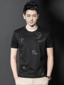 ROMON | Lomond Mens T-shirt Short Sleeve Summer New Fashion Ice Silk Loose Round Neck Casual Mulberry Silk Body T-shirt Male