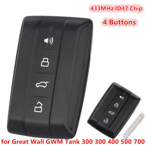 433MHz ID47 Chip 4 Buttons Smart Remote Control Key Fob for Great Wall GWM Tank 300 300 400 500 700 2020 2021 2022 2023 2024