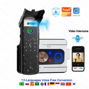 Waterproof Intercom Face Recognition Tuya Wifi Fingerprint Code RFID Card Smart Lock with Doorbell/rechargable li-battery/keypad