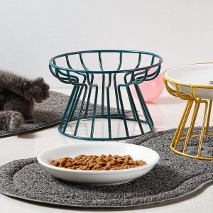 Pet Bowl Ceramic Elevated Pet Bowl Ceramic Dog Cat Bowl With Stand Dog Feeder Cat Food Bowl