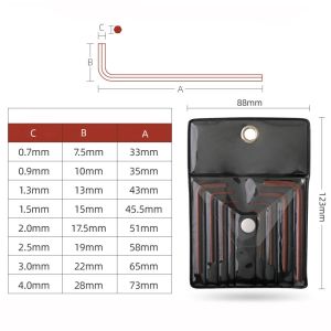 Mini Allen Key Wrench Set Size 0.7 To 4mm With Bag Portable Precison Hex Key Screwdriver Metric L Shape Short Arm Tool Kit