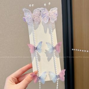 PINK EMPRESS | Butterfly Braided Chain Sweet Princess Tassel Clip